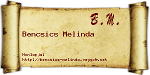 Bencsics Melinda névjegykártya